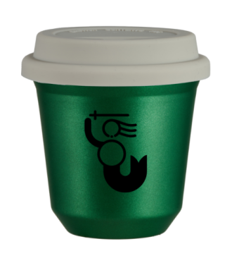 Tasse 80 ml VERT MÉTALLIQUE "WARSZAWSKA SYRENKA", avec couvercle blanc Tasse 80 ml VERT MÉTALLIQUE "WARSZAWSKA SYRENKA", avec couvercle blanc