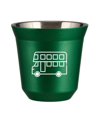 Tasse 80 ml VERT MÉTALLIQUE "Bus (blanc)" Tasse 80 ml VERT MÉTALLIQUE "Bus (blanc)"
