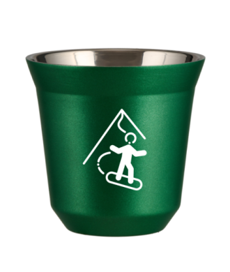Tasse 80 ml VERT MÉTALLIQUE "Snowboard (blanc)" Tasse 80 ml VERT MÉTALLIQUE "Snowboard (blanc)"