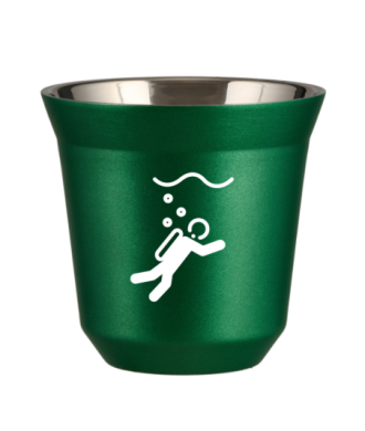 Tasse 80 ml VERT MÉTALLIQUE "Plongée (blanc)" Tasse 80 ml VERT MÉTALLIQUE "Plongée (blanc)"