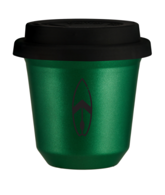 Tasse 80 ml VERT MÉTALLIQUE "Planche", avec couvercle noir Tasse 80 ml VERT MÉTALLIQUE "Planche", avec couvercle noir
