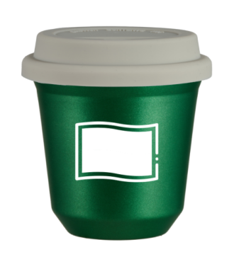 Tasse 80 ml VERT MÉTALLIQUE "Drapeau polonais (blanc)", avec couvercle blanc Tasse 80 ml VERT MÉTALLIQUE "Drapeau polonais (blanc)", avec couvercle blanc