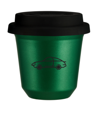 Tasse 80 ml VERT MÉTALLIQUE "Voiture (noir)", avec couvercle noir Tasse 80 ml VERT MÉTALLIQUE "Voiture (noir)", avec couvercle noir
