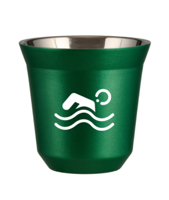 Tasse 80 ml VERT MÉTALLIQUE "Natation (blanc)" Tasse 80 ml VERT MÉTALLIQUE "Natation (blanc)"