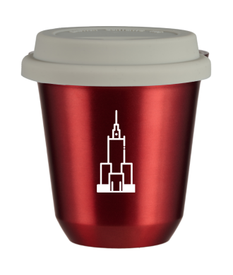 Tasse 80 ml ROUGE MÉTALLIQUE "Pałac kultury i nauki (blanc)", avec couvercle blanc Tasse 80 ml ROUGE MÉTALLIQUE "Pałac kultury i nauki (blanc)", avec couvercle blanc