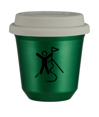Tasse 80 ml VERT MÉTALLIQUE "Escalade 1", avec couvercle blanc Tasse 80 ml VERT MÉTALLIQUE "Escalade 1", avec couvercle blanc