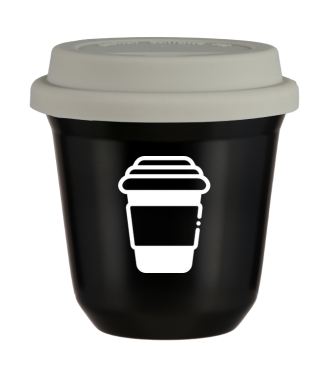 Tasse 80 ml NOIR, avec couvercle blanc Tasse 80 ml NOIR, avec couvercle blanc