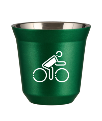 Tasse 80 ml VERT MÉTALLIQUE "Cycliste aux couleurs polonaises (blanc)" Tasse 80 ml VERT MÉTALLIQUE "Cycliste aux couleurs polonaises (blanc)"