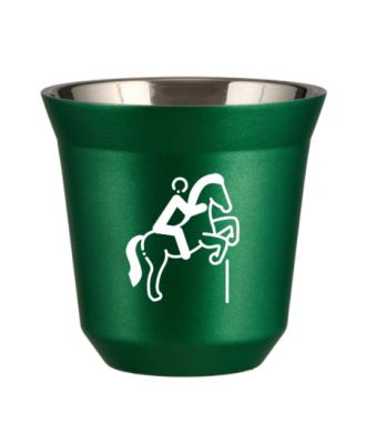 Tasse 80 ml VERT MÉTALLIQUE "Équitation 1 (blanc)" Tasse 80 ml VERT MÉTALLIQUE "Équitation 1 (blanc)"