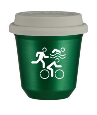 Tasse 80 ml VERT MÉTALLIQUE "Sports (blanc)", avec couvercle blanc Tasse 80 ml VERT MÉTALLIQUE "Sports (blanc)", avec couvercle blanc