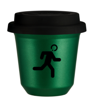 Tasse 80 ml VERT MÉTALLIQUE "Coureur (noir)", avec couvercle noir Tasse 80 ml VERT MÉTALLIQUE "Coureur (noir)", avec couvercle noir