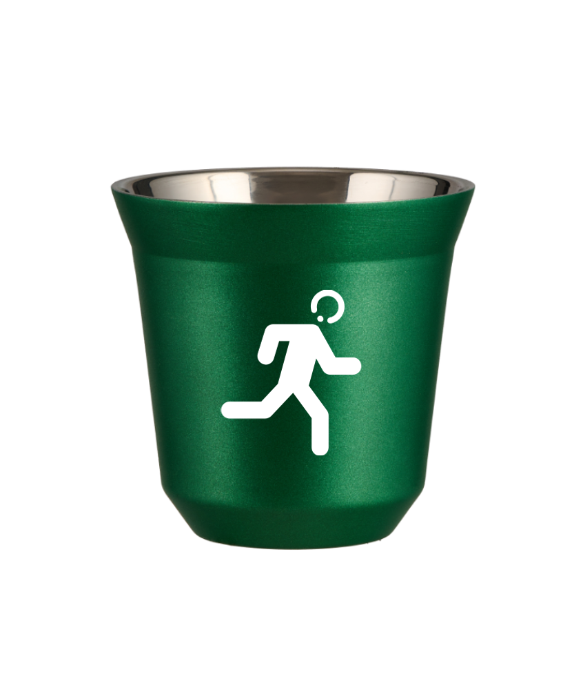 Tasse 80 ml VERT MÉTALLIQUE "Coureur (blanc)" Tasse 80 ml VERT MÉTALLIQUE "Coureur (blanc)"