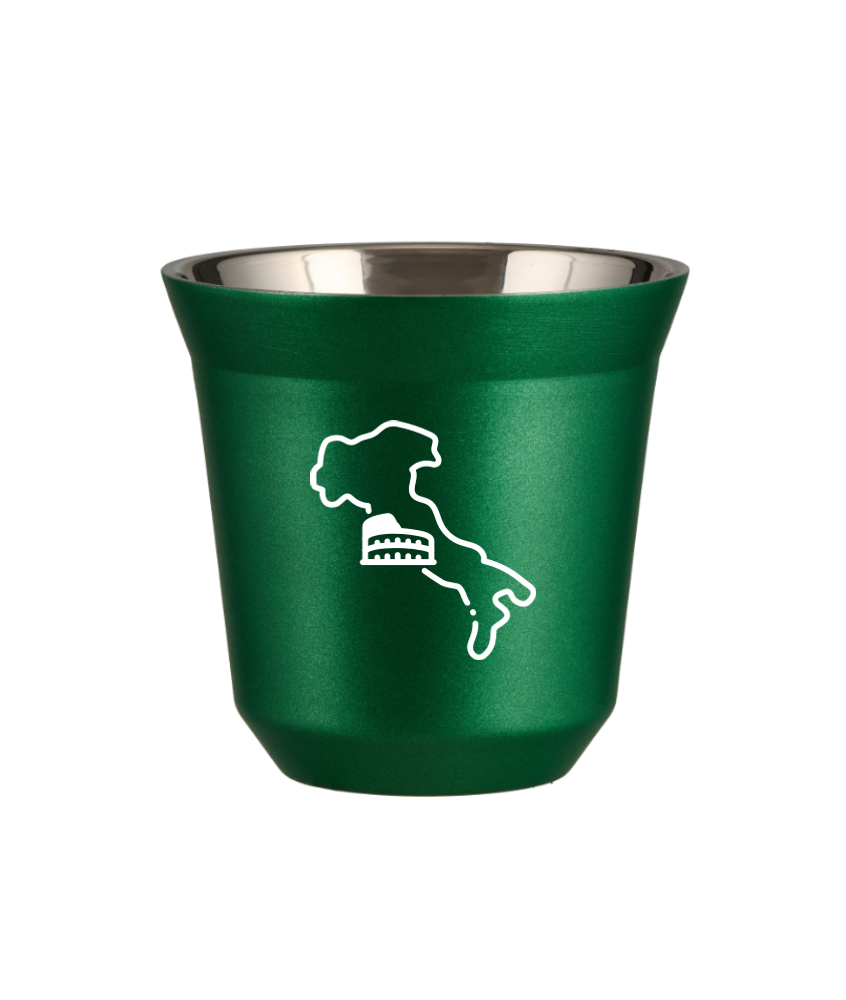 Tasse 80 ml VERT MÉTALLIQUE "Italie (blanc)" Tasse 80 ml VERT MÉTALLIQUE "Italie (blanc)"