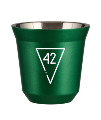 Tasse 80 ml VERT MÉTALLIQUE "42 (blanc)" Tasse 80 ml VERT MÉTALLIQUE "42 (blanc)"
