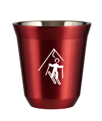 Tasse 80 ml ROUGE MÉTALLIQUE "Ski (blanc)" Tasse 80 ml ROUGE MÉTALLIQUE "Ski (blanc)"