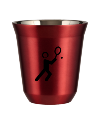 Tasse 80 ml ROUGE MÉTALLIQUE "Tennis 1 (noir)" Tasse 80 ml ROUGE MÉTALLIQUE "Tennis 1 (noir)"