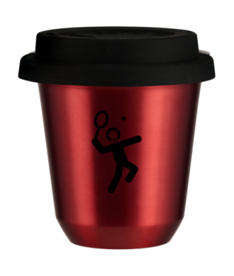 Tasse 80 ml ROUGE MÉTALLIQUE "Tennis 2", avec couvercle noir Tasse 80 ml ROUGE MÉTALLIQUE "Tennis 2", avec couvercle noir