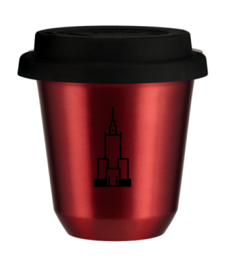 Tasse 80 ml ROUGE MÉTALLIQUE "Pałac kultury i nauki", avec couvercle noir Tasse 80 ml ROUGE MÉTALLIQUE "Pałac kultury i nauki", avec couvercle noir