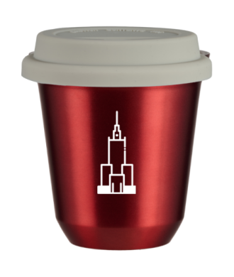Tasse 80 ml ROUGE MÉTALLIQUE "Pałac kultury i nauki (blanc)", avec couvercle blanc Tasse 80 ml ROUGE MÉTALLIQUE "Pałac kultury i nauki (blanc)", avec couvercle blanc