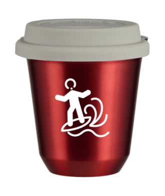 Tasse 80 ml ROUGE MÉTALLIQUE "Planche à voile (blanc)", avec couvercle blanc Tasse 80 ml ROUGE MÉTALLIQUE "Planche à voile (blanc)", avec couvercle blanc