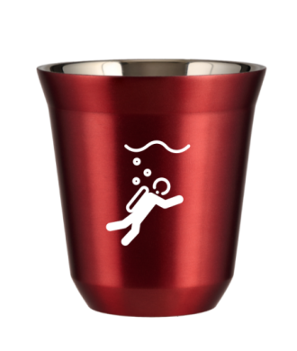 Tasse 80 ml ROUGE MÉTALLIQUE "Plongée (blanc)" Tasse 80 ml ROUGE MÉTALLIQUE "Plongée (blanc)"