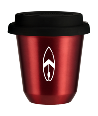 Tasse 80 ml ROUGE MÉTALLIQUE "Planche (blanc)", avec couvercle noir Tasse 80 ml ROUGE MÉTALLIQUE "Planche (blanc)", avec couvercle noir