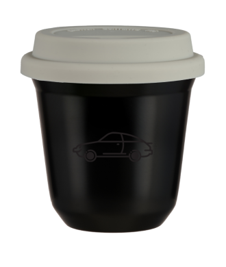 Tasse 80 ml NOIR "Voiture", avec couvercle blanc Tasse 80 ml NOIR "Voiture", avec couvercle blanc