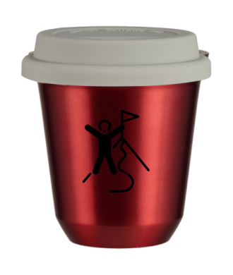 Tasse 80 ml ROUGE MÉTALLIQUE "Escalade 1 (noir)", avec couvercle blanc Tasse 80 ml ROUGE MÉTALLIQUE "Escalade 1 (noir)", avec couvercle blanc