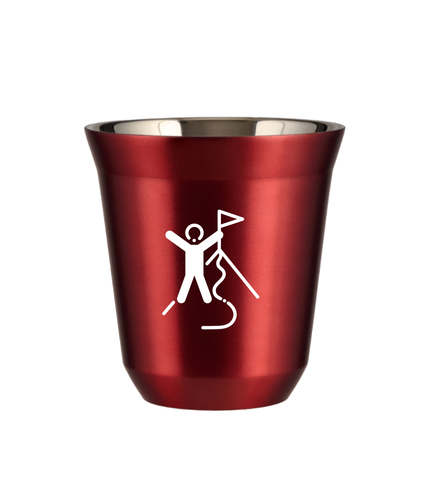 Tasse 80 ml ROUGE MÉTALLIQUE "Escalade 1 (blanc)" Tasse 80 ml ROUGE MÉTALLIQUE "Escalade 1 (blanc)"