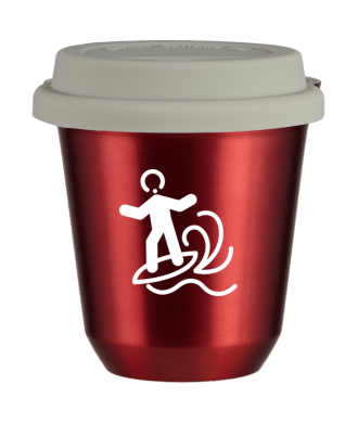 Tasse 80 ml ROUGE MÉTALLIQUE "Planche à voile (blanc)", avec couvercle blanc Tasse 80 ml ROUGE MÉTALLIQUE "Planche à voile (blanc)", avec couvercle blanc