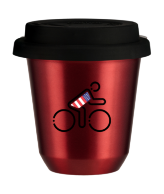 Tasse 80 ml ROUGE MÉTALLIQUE "Cycliste aux couleurs britanniques (noir)", avec couvercle noir Tasse 80 ml ROUGE MÉTALLIQUE "Cycliste aux couleurs britanniques (noir)", avec couvercle noir