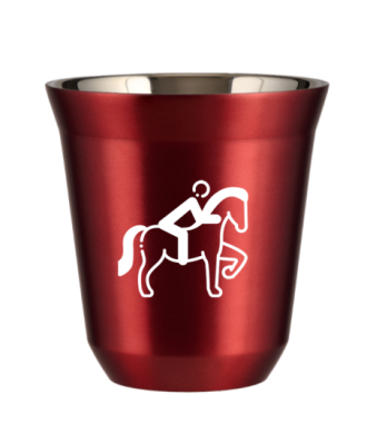 Tasse 80 ml ROUGE MÉTALLIQUE "Équitation 2 (blanc)" Tasse 80 ml ROUGE MÉTALLIQUE "Équitation 2 (blanc)"
