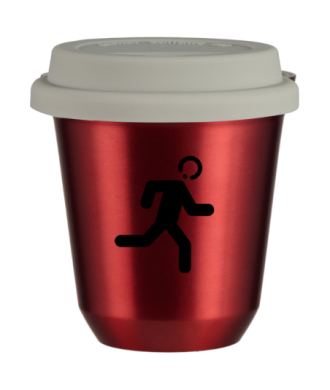 Tasse 80 ml ROUGE MÉTALLIQUE "Coureur", avec couvercle blanc Tasse 80 ml ROUGE MÉTALLIQUE "Coureur", avec couvercle blanc