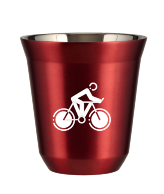 Tasse 80 ml ROUGE MÉTALLIQUE "Cyclisme 2 (blanc)" Tasse 80 ml ROUGE MÉTALLIQUE "Cyclisme 2 (blanc)"