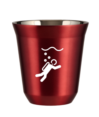 Tasse 80 ml ROUGE MÉTALLIQUE "Plongée (blanc)" Tasse 80 ml ROUGE MÉTALLIQUE "Plongée (blanc)"