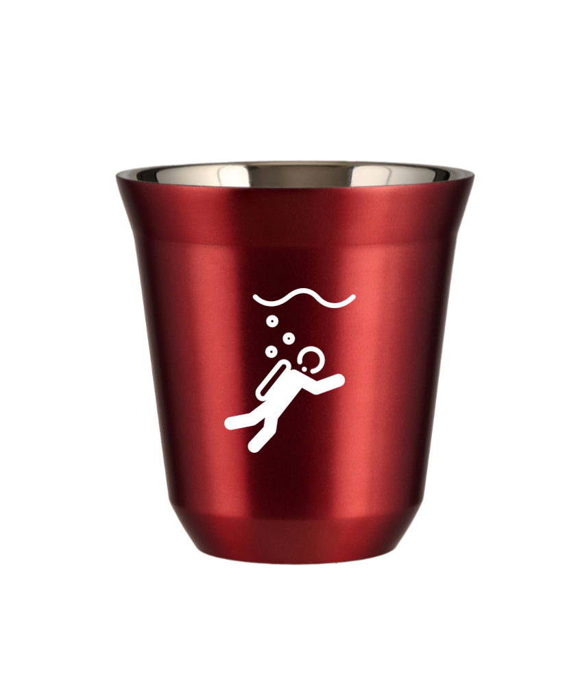 Tasse 80 ml ROUGE MÉTALLIQUE "Plongée (blanc)"