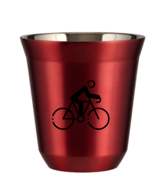Tasse 80 ml ROUGE MÉTALLIQUE "Cyclisme 3 (noir)" Tasse 80 ml ROUGE MÉTALLIQUE "Cyclisme 3 (noir)"