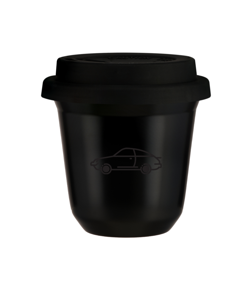 Tasse 80 ml NOIR "Voiture (noir)", avec couvercle noir