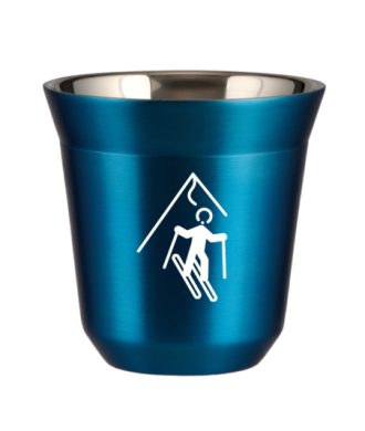 Tasse 80 ml BLEU MÉTALLIQUE "Ski (blanc)" Tasse 80 ml BLEU MÉTALLIQUE "Ski (blanc)"
