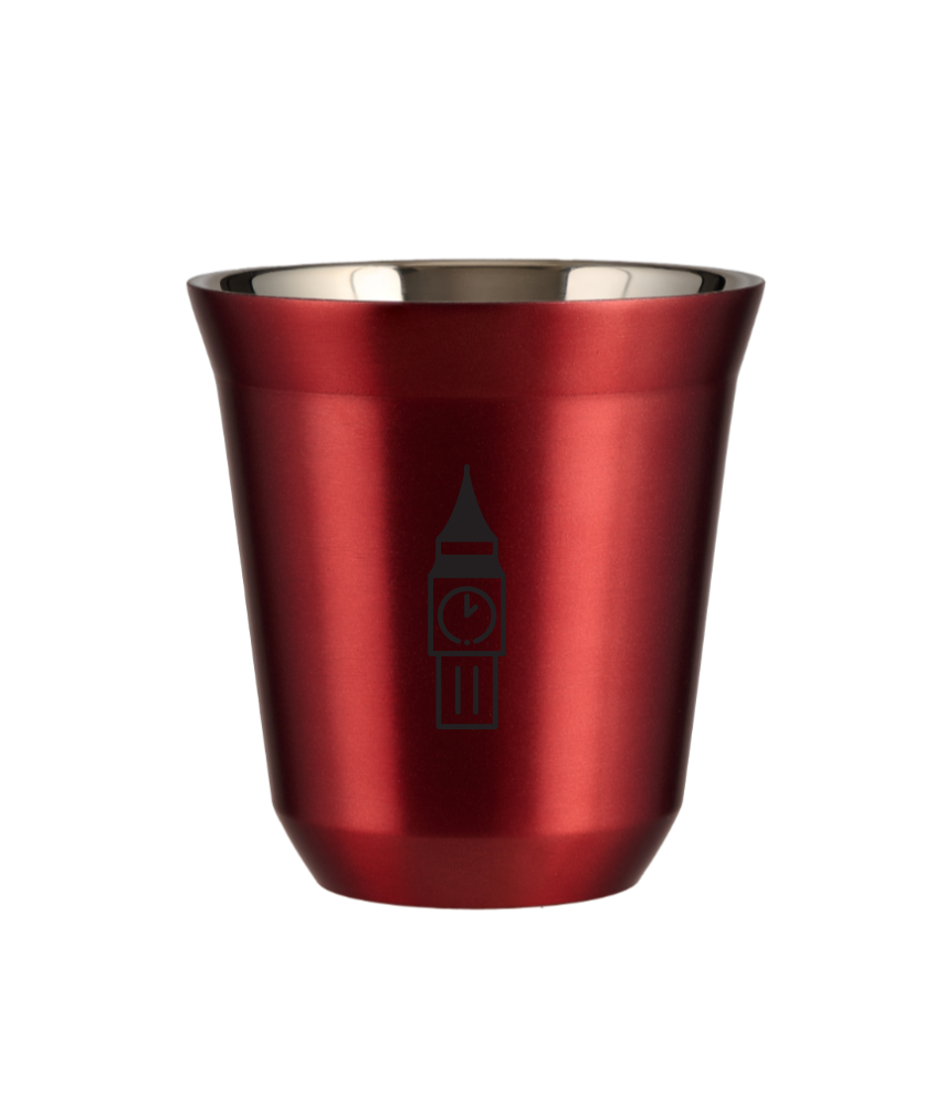 Tasse 80 ml ROUGE MÉTALLIQUE "BIG BEN (noir)"