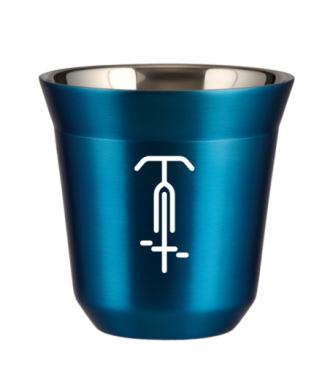 Tasse 80 ml BLEU MÉTALLIQUE "Cyclisme 1 (blanc)" Tasse 80 ml BLEU MÉTALLIQUE "Cyclisme 1 (blanc)"