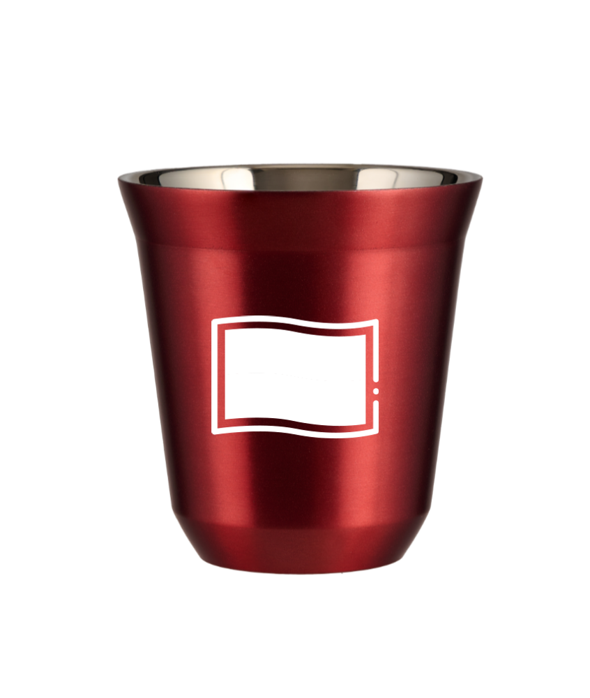 Tasse 80 ml ROUGE MÉTALLIQUE "Drapeau polonais (blanc)"