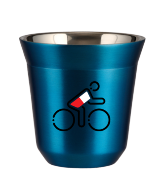 Tasse 80 ml BLEU MÉTALLIQUE "Cycliste aux couleurs polonaises" Tasse 80 ml BLEU MÉTALLIQUE "Cycliste aux couleurs polonaises"