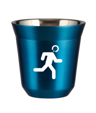 Tasse 80 ml BLEU MÉTALLIQUE "Coureur (blanc)" Tasse 80 ml BLEU MÉTALLIQUE "Coureur (blanc)"