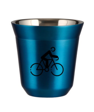Tasse 80 ml BLEU MÉTALLIQUE "Cyclisme 3 (noir)" Tasse 80 ml BLEU MÉTALLIQUE "Cyclisme 3 (noir)"