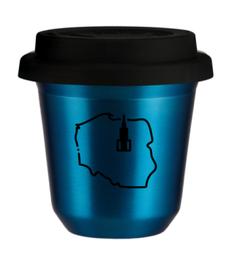 Tasse 80 ml BLEU MÉTALLIQUE "Pologne", avec couvercle noir Tasse 80 ml BLEU MÉTALLIQUE "Pologne", avec couvercle noir
