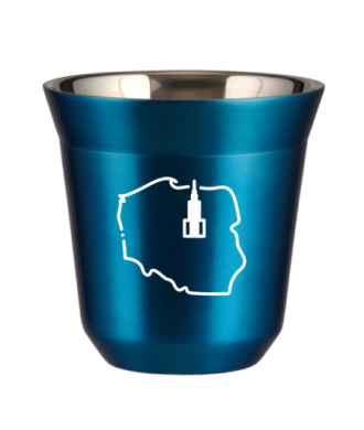 Tasse 80 ml BLEU MÉTALLIQUE "Pologne (blanc)" Tasse 80 ml BLEU MÉTALLIQUE "Pologne (blanc)"