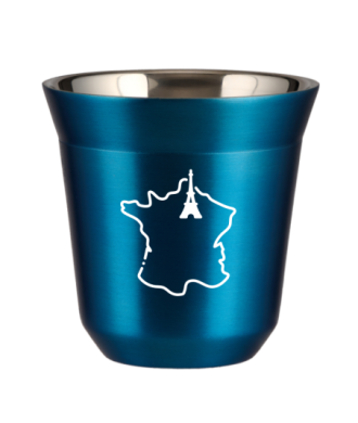 Tasse 80 ml BLEU MÉTALLIQUE "France (blanc)" Tasse 80 ml BLEU MÉTALLIQUE "France (blanc)"