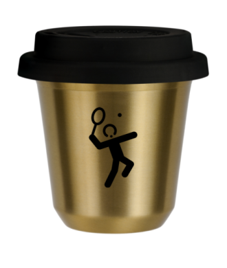 Tasse 80 ml OR "Tennis 2", avec couvercle noir Tasse 80 ml OR "Tennis 2", avec couvercle noir