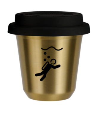 Tasse 80 ml OR "Plongée", avec couvercle noir Tasse 80 ml OR "Plongée", avec couvercle noir